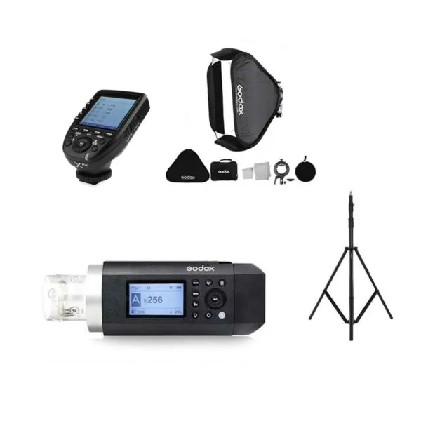 فلاش پرتابل گودکس Godox Witstro AD400 Pro به همراه فرستنده نیکون XProN+ سافت باکس 80×80 و پایه 13 فلاش پرتابل