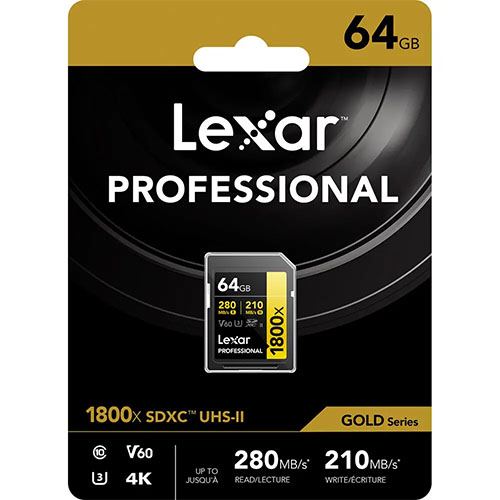کارت حافظه لکسار Lexar Professional 1800x v60 SDXC UHS-II Card Gold Series 64GB