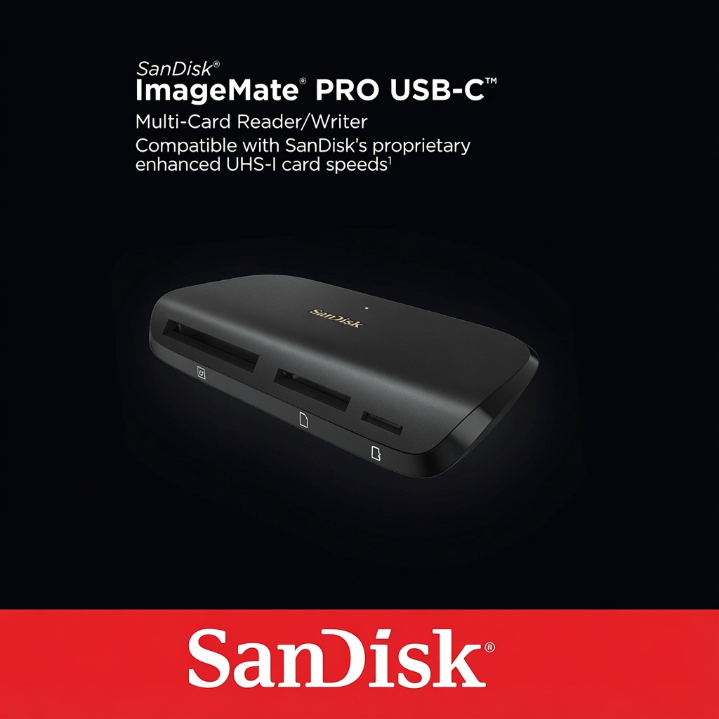 جعبه کارت خوان سن‌دیسک ImageMate PRO USB-C چندکارته پشتیبانی از SD، microSD و CompactFlash